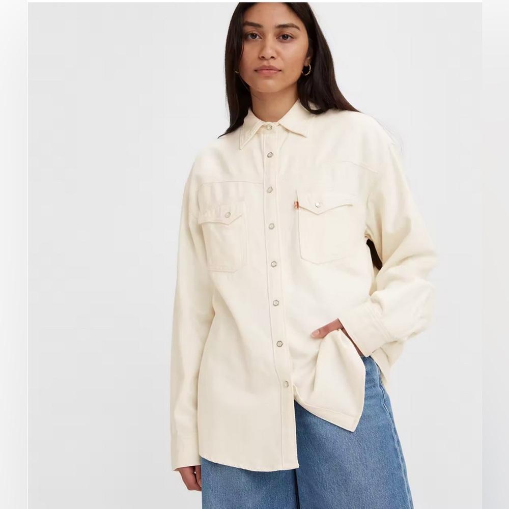 Levi's Cream Button Down Shirt for Women